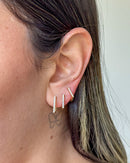 Trio de Brincos Argola Quadrada Cravejada - Semijoia Folheada a Ouro 18k