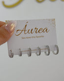 Trio de Argolas Cravejadas - Semijoia Folheada em Prata