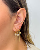 Trio de Argolas Star Corrente - Semijoia Banhado em Ouro 18k