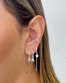 Trio de Argolas Star Corrente- Semijoia Banhado a Prata