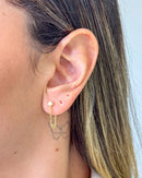 Brinco Correntinha Ponto de Luz - Semijoia Banhado em Ouro 18k