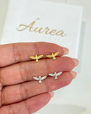 Brinco Pombinha - Semijoia Banhado a Prata