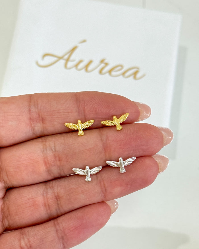 Brinco Pombinha - Semijoia Banhado a Prata