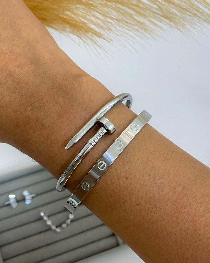 Conjunto de Braceletes Prego + Cartier - Semijoia em Aço Inox