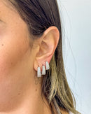 Trio de Argolas Gota Cravejado - Semijoia Folheada em Prata