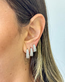 Trio de Argolas Gota Cravejado - Semijoia Folheada em Prata