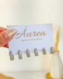 Trio de Argolas Gota Cravejado - Semijoia Folheada em Prata