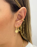 Trio de Argolas Olho Grego com Corrente - Semijoia Banhado a Ouro 18k