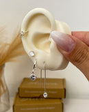 Trio de Brincos Agulha Zircônia - Semijoia Banhado a Prata