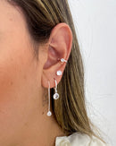 Trio de Brincos Agulha Zircônia - Semijoia Banhado a Prata