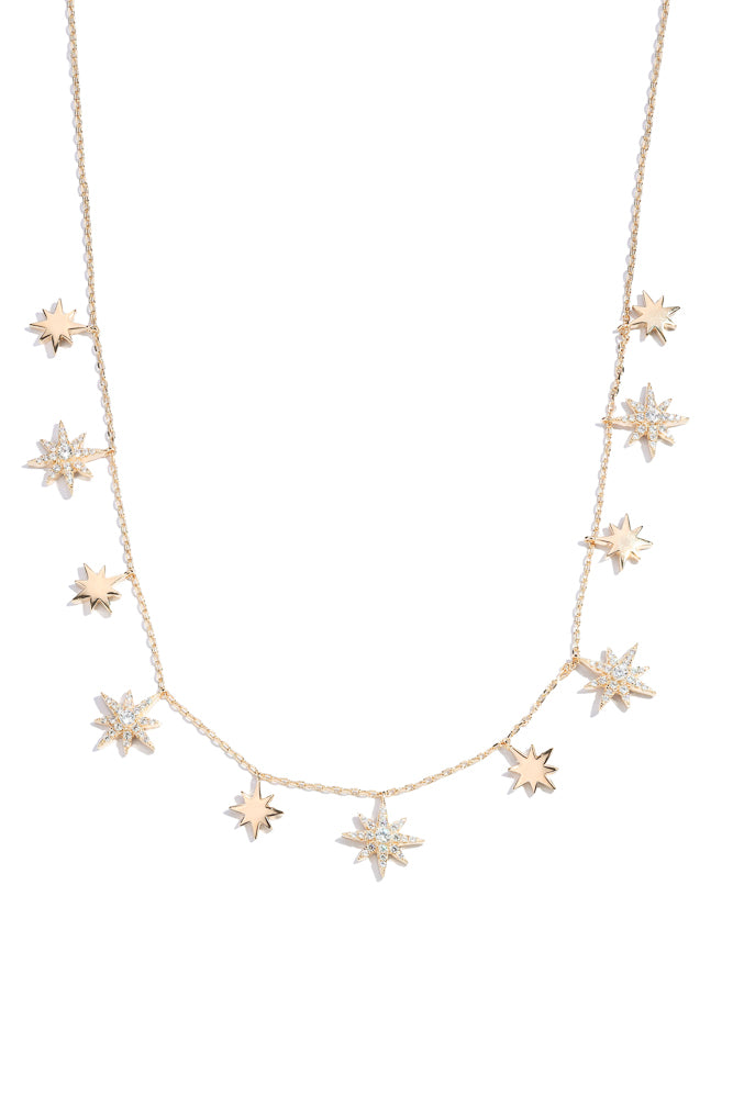 Colar Estrelas De 8 Pontas Lisas E Cravejadas