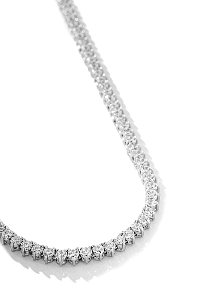 Colar Riviera 3 Garras Redonda - 3mm, Zircônia Branca | 42 cm