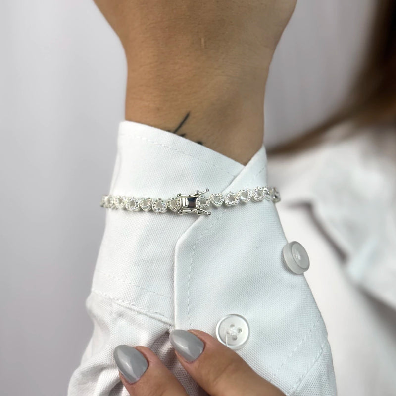 Pulseira riviera corações incolor