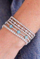 Pulseira Riviera 3 Garras Coração - 3mm, Zircônia Branca